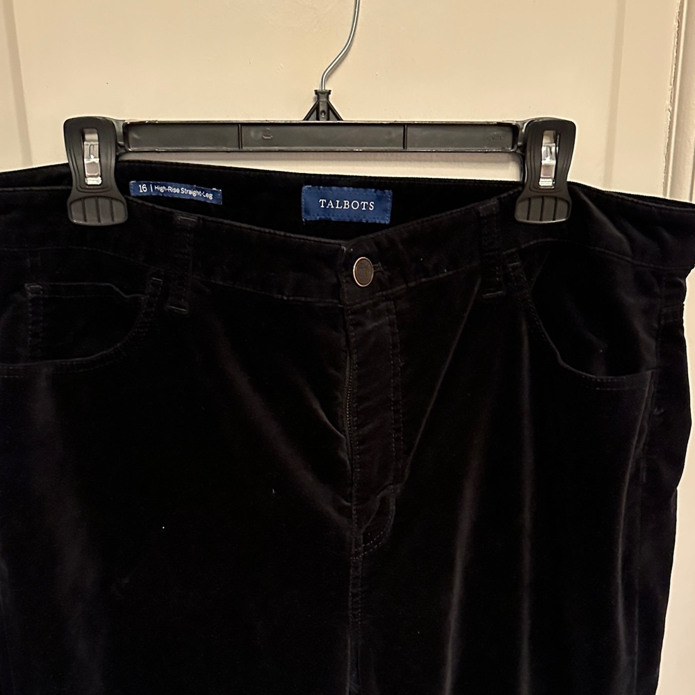 Talbots VELVET Black Trousers high rise straight leg size 16